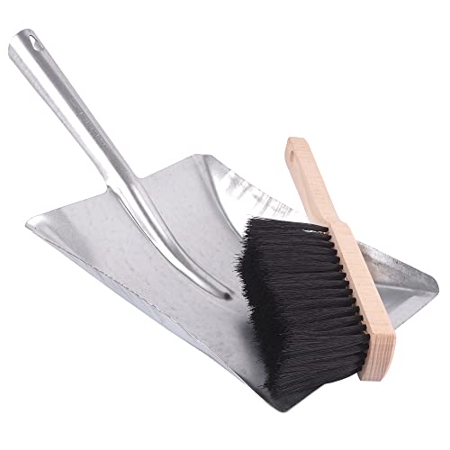 BAUSTER® 2 Stück Besen mit Kehrschaufel Set Handbesen Schaufel Kehrgarnitur Kehrblech und handfeger Metall Verzinkt Handfeger und Schaufel kaminbesen – Bild 4