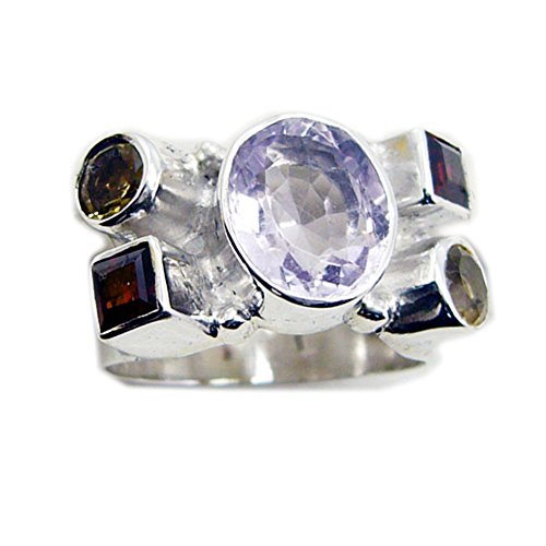 Bague argent pierres gemmes véritables fait main anneau large taille femme - 2