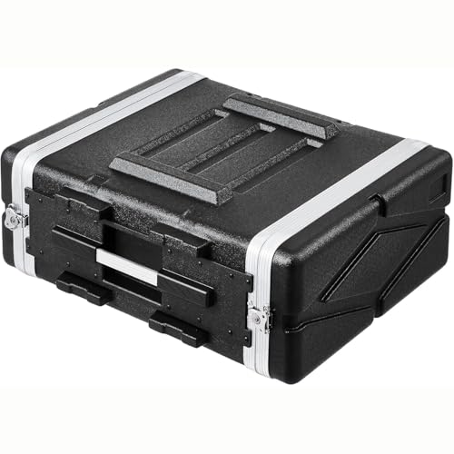 HOHIYO Caixas de voo ABS de 43,2 cm, 4 U, com frontal hermética, à prova de pó, 2 prateleiras de montagem em espaço com compartimentos para microfone