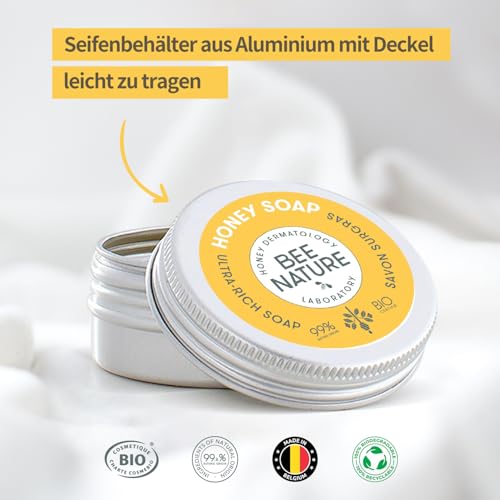 Bee Nature - Bio-Honig Seife mit Seifenschale Biologisch Abbaubare - Outdoorseife für Männer Damen - Camping Seife Travel Soap - Peeling, Feuchtigkeitsspendend - für Alle Hauttypen Geeignet - 100g – Bild 6