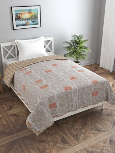 Image of Florida Cotton Double Bed All Season Reversible AC Dohar (Orange, 220x240 CM)