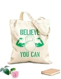 AILOONG Borsa tote con tracolla in fettuccia credi di poter progettare una palestra Tessuto spesso 340g/m² Borsa da disegno
