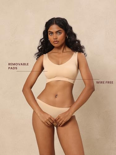 Image of Krvvy Ultrasoft Bralette | Wireless and Seamless Everyday Bra for Women | Full Coverage Slip-On Bralette with Removable Pads | Lightweight Comfort Fit