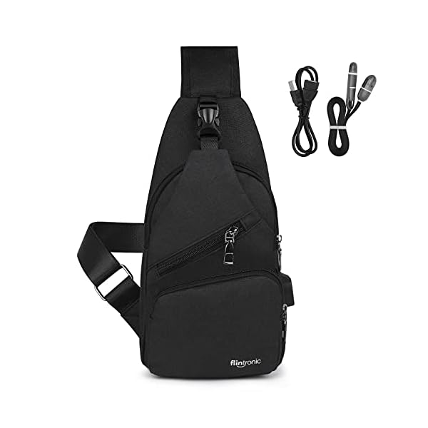 flintronic Sling Bag, Bolsa de Pecho con Puerto de Carga USB, 19 * 32.5 * 10.5cm Mochila de Viaje
