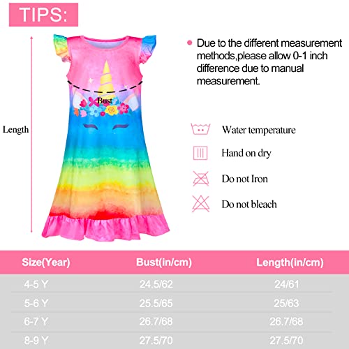 Image of Girls Nightgowns Unicorn Sleepwear Night Sleep Dress Pajamas Little Kids Toddler Soft Nightgown