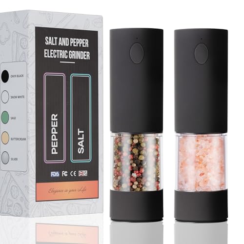 OPIIV Electric Salt & Pepper Grinder Set (2 Pack) – USB Rechargeable, Adjustable Coarseness, One-Handed Operation with LED Light – Automatic Spice Mill Shaker for Kitchen, Dining, or Camping