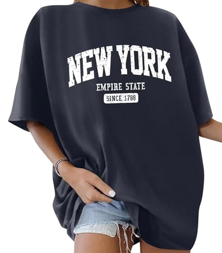 ORANDESIGNE Womens Oversized Cotton T Shirts Graphic Short Sleeve Tops
