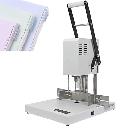 Heavy-Duty Paper Punch, 50mm Single Hole Binding Machine, Adjustable Margins, Intelligent Perforation Prompt, with Drill Bits for Office Use