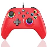 Ninconrep Wired Controller for Series PC, Gaming Control Controllers with 1000Hz Polling Rate No Drift Stick, Custom Paddles Turbo Remote, RGB Light Red Gamepad