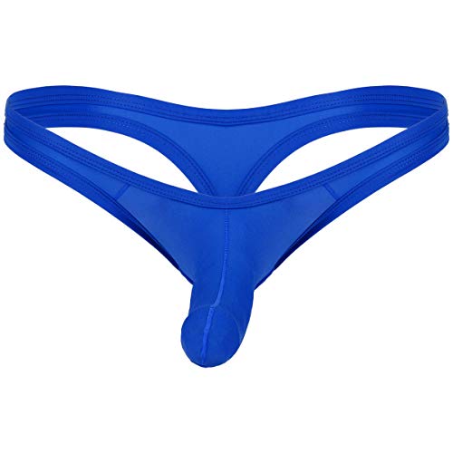 Alvivi Herren Strings Slips Bikini Briefs mit Penishülle Mini Panties Tanga Thong Dessous Unterwäsche Jockstraps A Royal Blau XXL