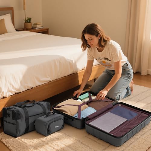 Eeeza 3-piece luggage sets with spinner wheels, Carry-on Luggage Grey,20" by Eeeza - Used condition - Image 7