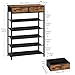 HOOBRO Shoe Rack, 6 Tier Shoe Storage Organizer with 2 Non-Woven Drawers, 15-20 Pairs of Shoes for Entryway, Shoe Shelf with 5 Oxford Fabric Shelves and Wooden Top, Closet, Rustic Brown BF79XJ01