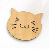 Material: Madera Wbdd Posavasos 2pcs Dibujos Animados Madera Montaña Montaña Linda Ciervo Ardilla Gato Forma Café Taza De Té Mat Gato 1
