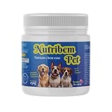 Nutribem Pet Suplemento para Cães: Imunidade + Pele sem Coceiras + Articulações Fortes - Ômega 3, Glucosamina, Probióticos - 250g com Dosador