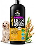 Oatmeal Dog Shampoo and Conditioner for Itchy Skin Relief | Puppy Shampoo for Sensitive Skin 5-in-1 | Cleans, Deodorizes & Detangles | Dog Wash for All Breeds | 16 fl oz | ALFIE'S CHOICE