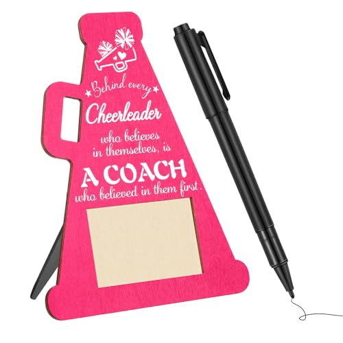 Qunclay Cheer Coach Frame Gift Cheerleading Cheerleader Signature Picture Frame with Pen Thanks You Gift from Team Coaches Appreciation Plaque for Office Home Desk Decor