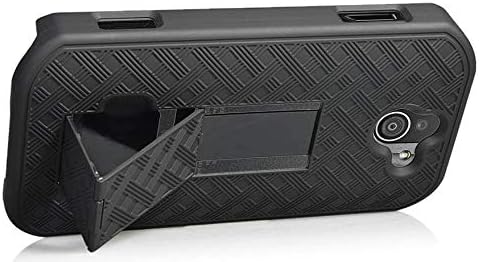 Nakedcellphone Compatible with Case Kyocera Duraforce Pro 2, Black Tread Slim Ribbed Hard Shell Cover with Kickstand