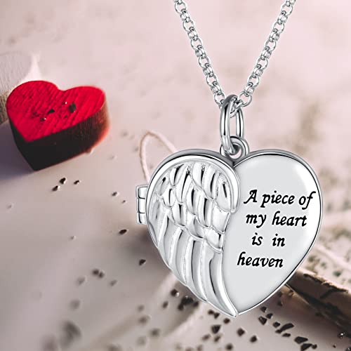 Angel Wing Lockets For Women That Hold Pictures - 925 Sterling Silver Heart Memory Locket Pendant Jewelry For Loved One #TOP2
