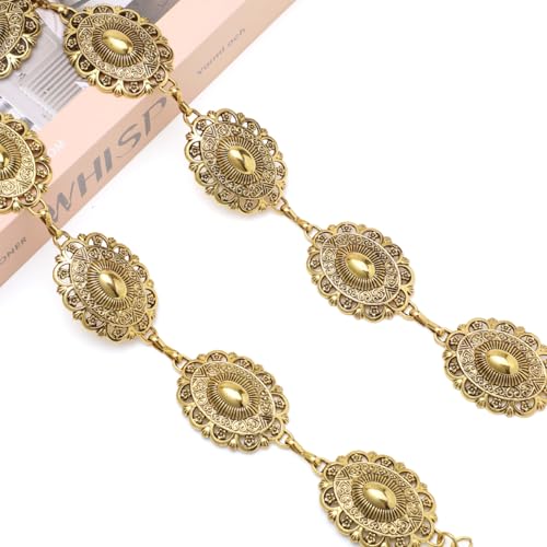 Western Chain Belt Vintage Concho Cowgirl Waist Chain Belt for Women Dresses Jeans Adjustable2