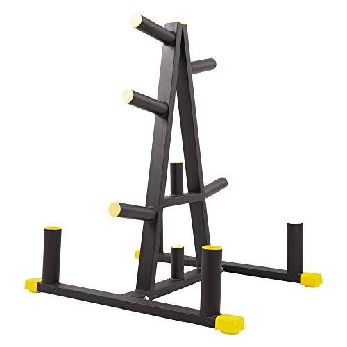 Signature Fitness 2-Inch or 1-Inch Weight Plate Rack with Barbell Holders, 600-Pound Capacity (for 2-Inch Gear), Black