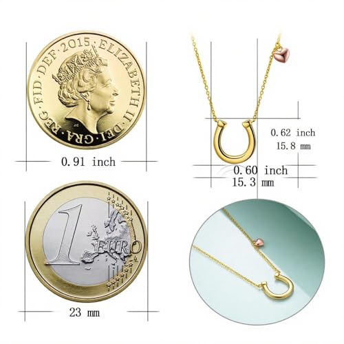 KQF 14K Real Gold Lucky Horseshoe Necklace Solid Gold Heart Charm Pendant jewelry Birthday Gift for Women4