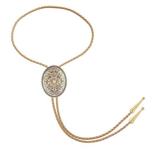 Image of GelConnie Floral Bolo Tie for Men Womens Bolo Tie Necklace Native American Black Men's Bolo Ties Western Cowboy Bolero Ties