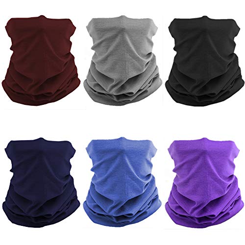 Women Men Neck Gaiters Elastic Magic Face Scarf Bandana Balaclava for Unisex 6PCS