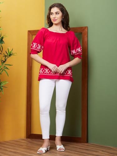 Image of Globus Women Square Neck Floral Print Strappy Peplum Fusion Tunic