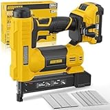 ALLOYPOWER 18 Gauge Nail Gun Battery Powered, 2 in 1 Cordless Brad Nailer/Electric Stapler with 2.0Ah Battery and Charger,1000pcs Nails and 500pcs Staples Included for Home Improvement & Woodworking