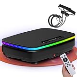 DH FitLife Vibrationsplatte für Zuhause | Rüttelplatte 99 Stufen mit Timer 20 Min | 9 Auto-Programme | leise Schwingplatte mit Saugnäpfen | LED-Licht & Bluetooth-Lautsprecher | inkl. Zugbänder | 150kg