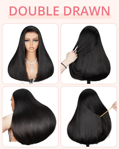MEGALOOK Salon-Quality Glueless Wigs Human Hair 220% Density 5x6 Pre Cut Lace Frontal Wig for Black Women Silky Straight Real Bleached Tiny Knots 20 - Image 4