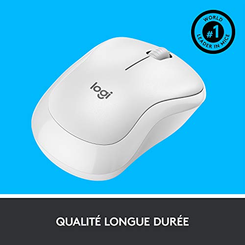 Logitech M220 Silent Souris sans Fil, 2.4 GHz avec Récepteur USB, Résolution Capteur 1000 PPP, Pile 18 Mois, Ambidextre, Compatible avec PC, Mac, Ordinateur Portable - Blanc
