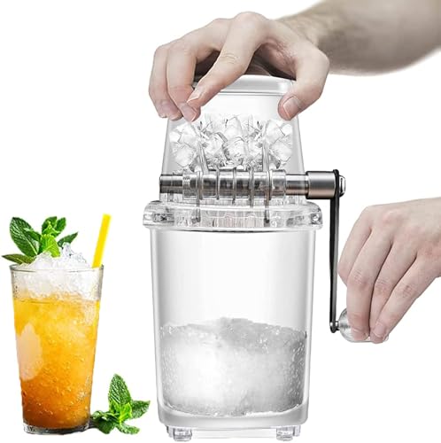 NALACAL Manual Ice Crusher for Home Use Hand Crank Ice Shaver Stainless Steel Blades Portable Snow Cone Maker 1.25L Ice Grinder with Non-Slip Base Ideal for Smoothies & Cocktails