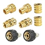 Quick Connect Schlaucharmaturen – Messing 5000 Psi | Messing-Hochdruckreiniger-Anschluss-Set – für Haus, Garten, Auffahrt, Gehweg, Reinigung von Fahrzeugen, Waschen, gewerbliche Gebäudepflege