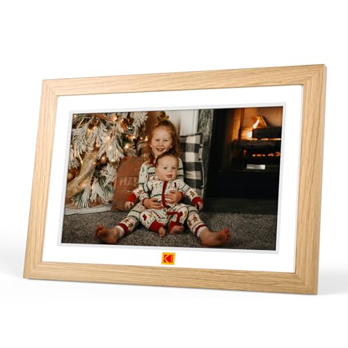 KODAK RCF-1018W 10 Inch WiFi Digital Photo Frame, Wooden, 32GB, Google Photos Sharing
