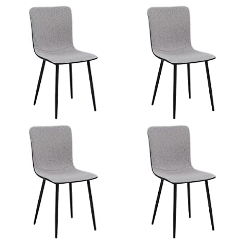 Homy Casa Juego de 4 sillas de comedor acolchadas de tela con patas de metal y respaldo de poliuretano Cover