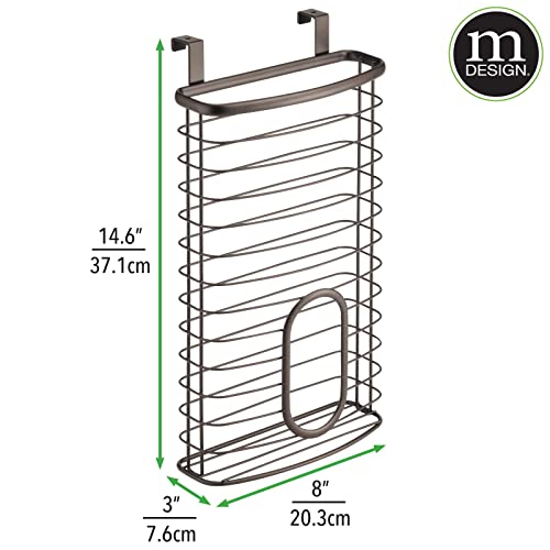 Mdesign Steel Hanging Cabinet Storage Organizer Holder For Kitchen, Pantry - Holds Plastic, Sandwich, Garbage, Grocery And Trash Bags; Wrap, Foil, Pack - Spira Collection - Bronze #TOP3