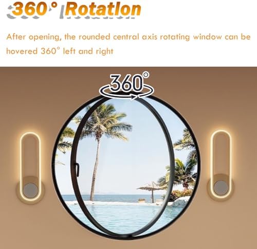 Customizable Flush Mount Rotating Ventilated Porthole Windows - Large Round Tempered Glass Window for Office, Museum, Library - Available in 16, 24, 28, 32, 40 Inch (Dia 3.3ft / 100cm)