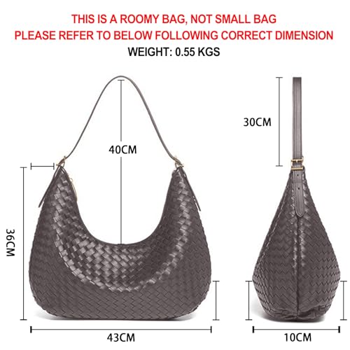 Image of Shoulder Handbags Shoulder Bag for Women Totes Woven Vegan Leather Bag Hand Bag Working Lightweight Bags With Zipper