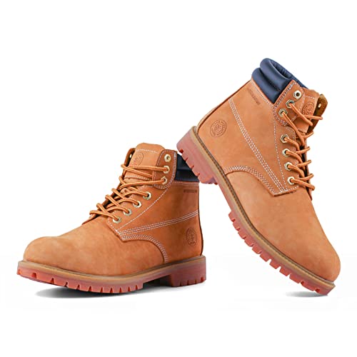 Jacata Mens Work Boots For Men Non Slip Rubber Construction Resistant Utility Oil Industrial Construction Boots(Wheat Size 6) #TOP1
