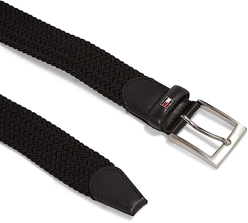 Tommy Hilfiger Herren Gürtel New Adan Belt 3,5 cm Stoffgürtel, Schwarz (Black), 105 cm