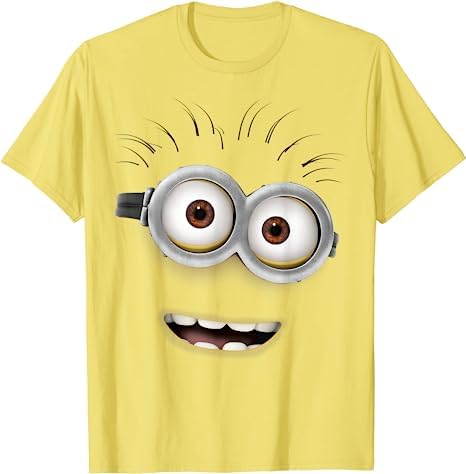 Despicable Me Men's Phil's Face Minion T-Shirt, Yellow, Large