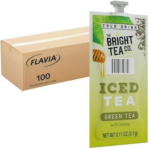Flavia Bright Tea Co. Iced Green Tea With Honey Freshpacks works only with Flavia Brewers (Case of 100)