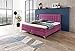 Produktbild WELCON boxspringbettenshop24.de - Boxspring Bett Rockstar Boxspringbett 180x200 Härtegrad H3 in pink rosa inkl. Topper - günstig vom Hersteller - extra hohes Design Kopfteil - über 1000 Federn
