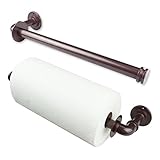 A&F Rod Décor Industrial Pipe Design Triple Toilet Paper Storage/Single Kitchen Towel Holder - Bronze