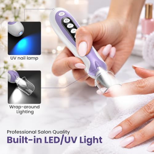 Nail Drill, Electric Nail File, 10-Speed Cordless Manicure Kit, Purple - image 5