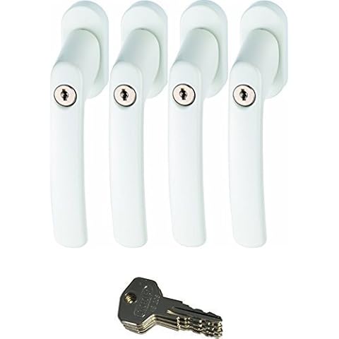 ABUS 442599 FG200 W SB abschließbarer Fenstergriff, weiß im Set 4 Stück Cover