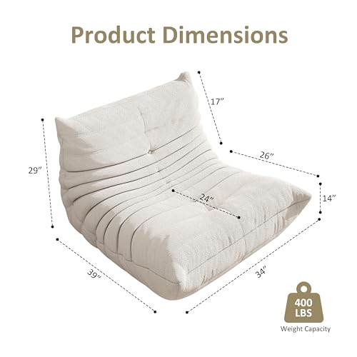 Image of Giant Bean Bag Chair for Adults,Comfy Lazy Fireside Accent Chair with Memory Foam,Cozy Single Floor Sofa Couch Boneless Chaise Lounge for Living Room Bedroom Gaming Room(1Seater)