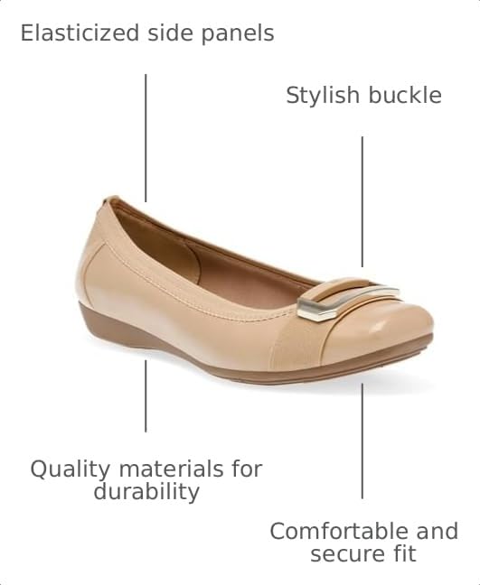 Image of Anne Klein Uplift Flats for Women - Textile Upper and Lining - Stretch Collar - 90 Flexibility - Square Cap Toe
