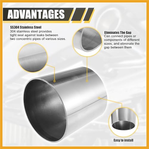 Partuto Car Mandrel Exhaust Bend Elbow Pipe 304 Stainless Steel Concentric Reducer 2.5" OD to 3" OD 2pcs Replacement by Partuto - Image 5